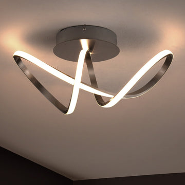 Chantelle 19.5" Modern Minimalist Aluminum Loop Integrated LED Semi Flush Mount - JONATHAN Y